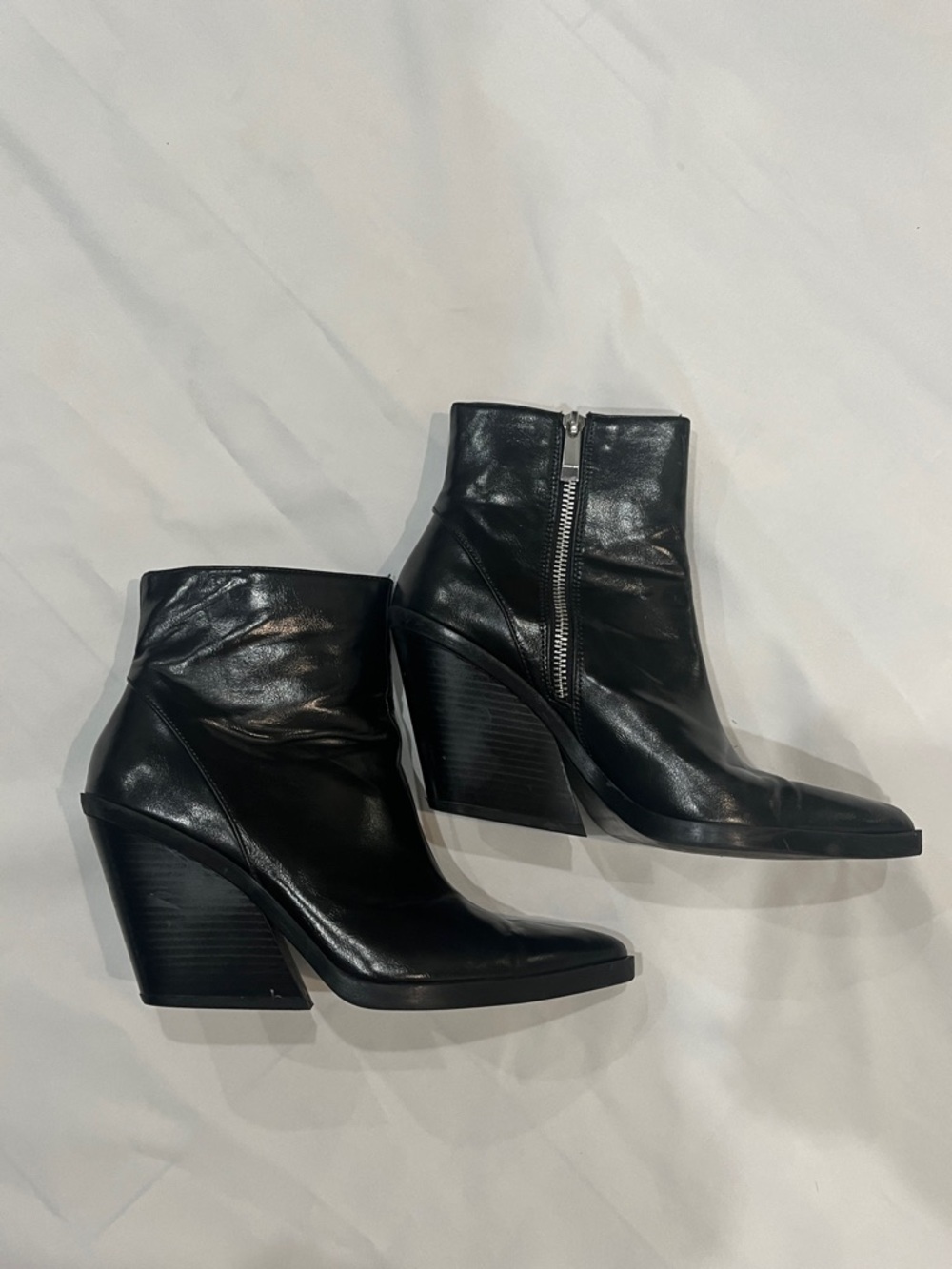 Black Leather Ankle Boots with Zip